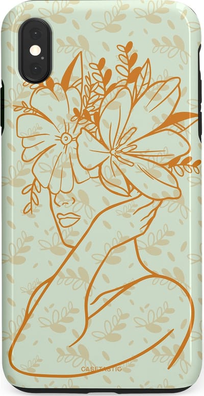 Casetastic hoesje geschikt voor Apple iPhone XS Max - Dubbellaagse bescherming - Minimal Bloom - Fashion Case - Crème Lichtgrijs