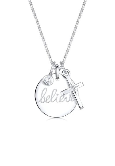 Elli - Halsketting - Believe Kreuz Zirkonia 925 Silber Kommunion - Dames