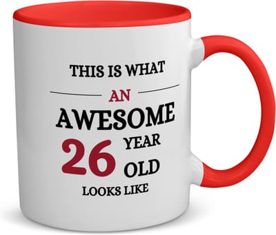 Akyol - this is what an awesome 26 year old looks like koffiemok - theemok - rood - Hoera 26 jaar - iemand die 26 jaar is geworden - de jarige - verjaardagscadeau - kado - geschenk - gift - leuke verjaardagscadeau - felicitatie - 350 ML inhoud
