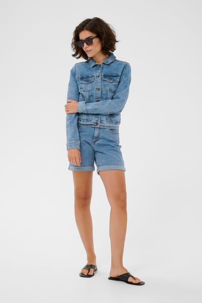 Kaffe KAvilma Denim Jacket Dames Jas - Washed Blue Denim