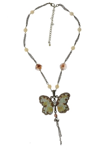 Behave - Ketting met Hanger in Vlinder Vorm - Bruin en Glitter - Trendy Accessoire voor Dames