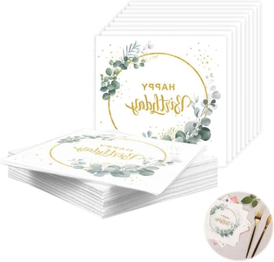 Set van 40 Papieren Servetten voor Verjaardag en Feest - 33 x 33 cm - Eucalyptus Groene Servetten voor Bruiloft en Feestelijke Gelegenheden