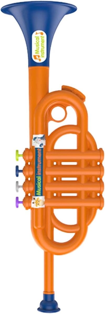 Kindertrompet Speelgoed - Muziek Instrument - Muziek Ontdekken - Eenvoudige Knoppen - 48 x 21 x 7 cm - Goud