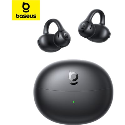 Baseus Bass BC1 Lite Open Ear Oordopjes Clip-On Hoofdtelefoon Open-Ring Comfort met 2-microfoons voor heldere gesprekken, IP55 waterdicht, 45 uur speeltijd