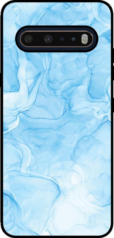 Smartphonica Telefoonhoesje Geschikt voor LG V60 met marmer opdruk - TPU backcover case marble design - Lichtblauw geschikt voor LG V60