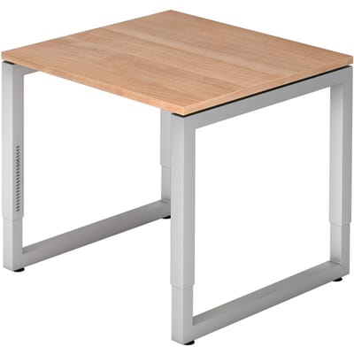 REGO 8 S | Bureau - 80 x 80 Walnoot/Zilver Tafelhoogte I In hoogte verstelbaar