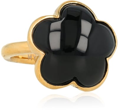 My Bendel - Bloemen Ring • Onyx - met Luxe Cadeauverpakking | Sieraden Voor Dames | Maat 16.00 Mm / Maat 50