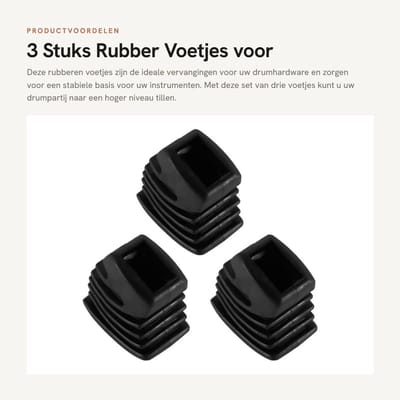 Dailygoods- Rubberen Voetjes 3 Stuks - Vervangende Voetjes - Drumhardware - Stabiliteit - Zwart - Duurzaam Rubber - Drumvoetjes
