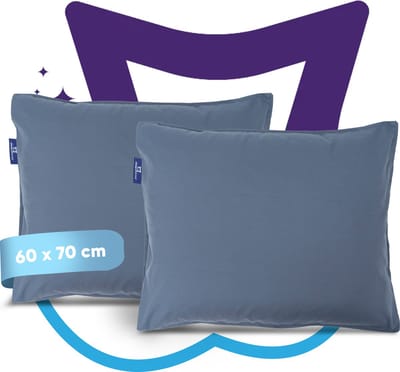 Slaapspeciaal eazydekbed Kussensloop - Grijs - 60x70 cm - Set van 2 - Zacht, Hypoallergeen, Ademend, Vochtregulerend, Dubbelgestikt & Onderhoudsvriendelijk