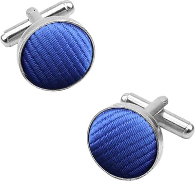 Fako Bijoux - Manchetknopen - Staal & Streep - 16mm - Royal Blauw - Koningsblauw