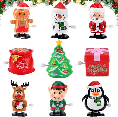9-delige Kerst Wind-Up Speelgoedset, Leuke Veer Toys voor Volwassenen en Kinderen, Perfect als Secret Santa Cadeau voor Kerst, Verjaardag of Feestdagen