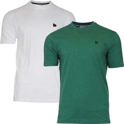 2-Pack Donnay - T-shirt (Vince) - Sportshirt - Heren - White/Forest green (426) - maat L