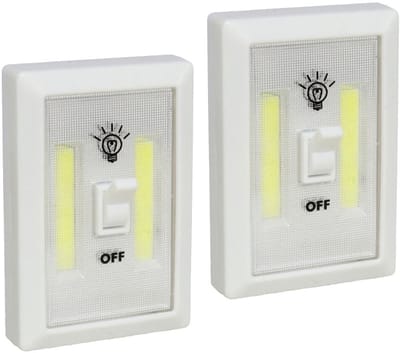 Gerimport Kastlamp - 2x - schakelaar - LED lampen - wit - 7.5 x 11 cm