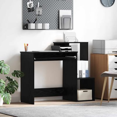 vidaXL - Bureau - Zwart - Eiken - 106 - x - 41 - x - 88.5 - cm - Bewerkt - hout