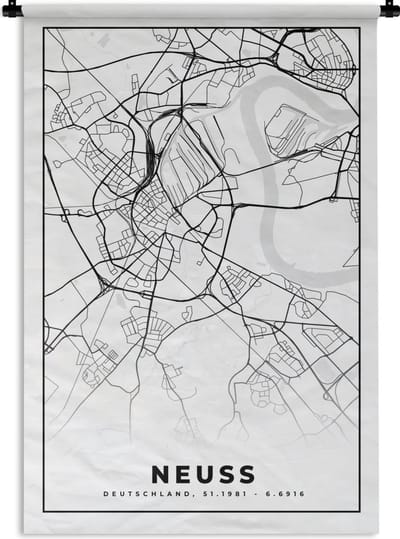 Wandkleed - Wanddoek - Kaart - Plattegrond - Stadskaart - Neuss - 120x180 cm - Wandtapijt