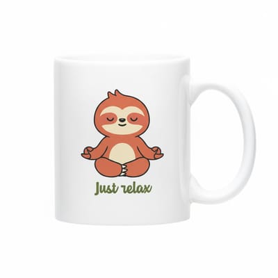 Just Relax Luiaard Mok – Schattige Mediterende Luiaard – Rustgevende & Gezellige Koffiemok 330 ml