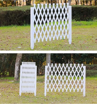 Houten Tuinscherm - Plantenrek Schutting - Tuin Decoratie - Uitschuifbaar Ontwerp - 200cm Breedte Optioneel - Wit