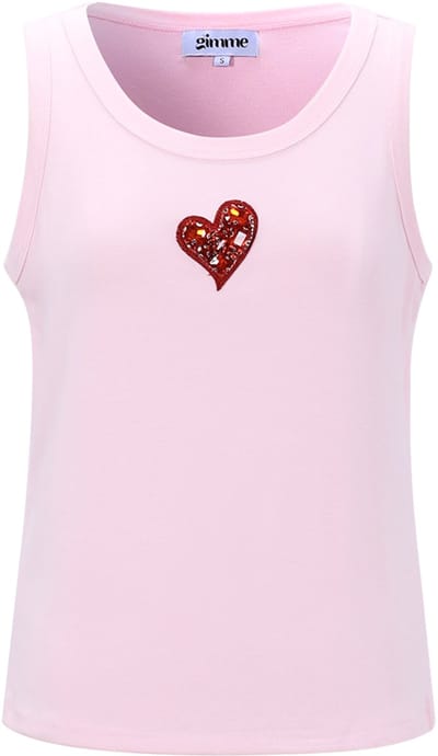 Gimme - Shiny Heart Top – Comfortabele Top met Glanzend Hartjespatroon – Modieuze Basic met een Speelse Touch - Roze - Maat S