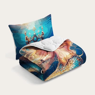 HappyBed Kinderdekbed zonder overtrek 140x200 - Wasbaar dekbed - Dekbed zonder hoes - 2 in 1 dekbed - Dekbed met print - Hoesloos dekbed - mermaid