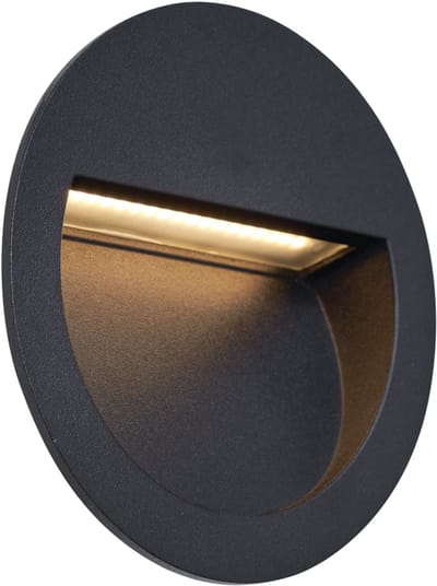 QAZQA gem round - Moderne LED Wandlamp voor buiten - 1 lichts - D 6.8 cm - Zwart - Buitenverlichting