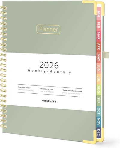 Week- en Maandplanner 2025 Hardcover met Tabbladen | Spiraalkalender Dagelijkse Organizer A5