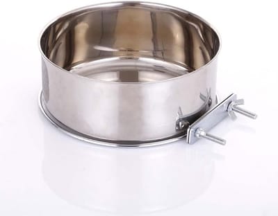 Hanging Bowl voor Huisdieren, RVS Voer- en Waterbak voor Honden, Katten en Vogels met 2 Bevestigingsbouten (Diameter 18cm)
