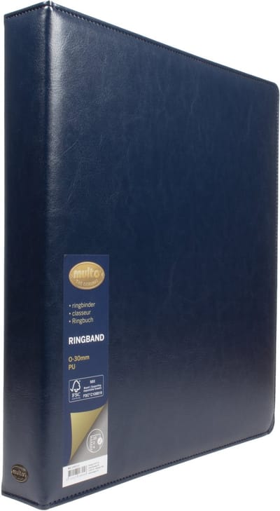 Multo ringband Hannibal - formaat A4 - 23-rings - 30mm ringhoogte - kunstleder - blauw