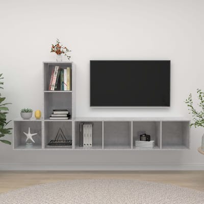 vidaXL - 3-delige - Tv-meubelset - bewerkt - hout - betongrijs