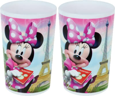 Disney Minnie Mouse beker - 2x stuks - roze - 220 ml - kunststof - drinkbeker - kinderbeker - Onbreekbare kinder bekers