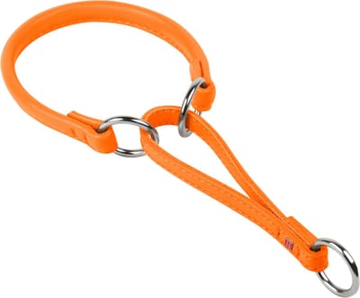 WAUDOG Glamour Choke Halsband - Rond leder - Oranje - XL - Diameter: 13 mm - Nekomtrek: 61 - 70 cm - Kopomtrek: Max. 70 cm (GELIEVE VOORAF BESTELLEN OPMETEN)