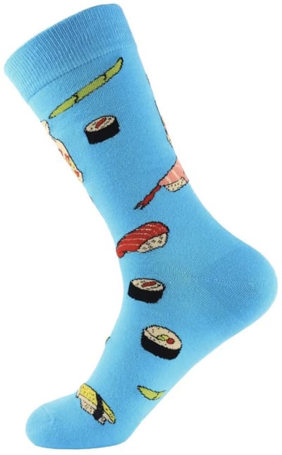 ZOETTT Sushi sokken blauw - Leuke sokken - Vrolijke sokken - Sushi sokken blauw - Sushi cadeau