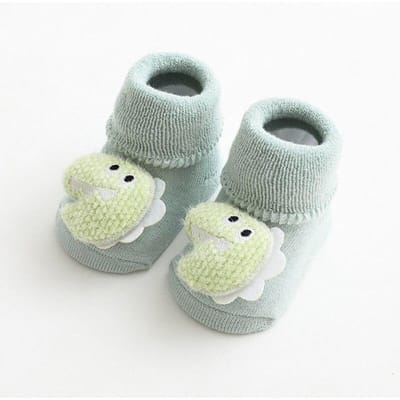 Chaussettes Bébé Dessin Animé Pour Fille Garçons Lapin Ours Antidérapantes Douces Chaudes Hiver Automne Tout-Petit Chaussettes d'Intérieur Pour Enfants 1-3years vert