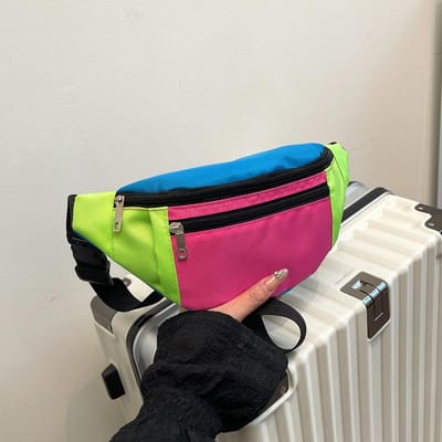 Sacoche de taille en nylon réglable et durable | Fermeture éclair, Design coloré | Idéal pour la randonnée, le vélo, la course à pied et l'utilisation en bandoulière pour téléphone rouge