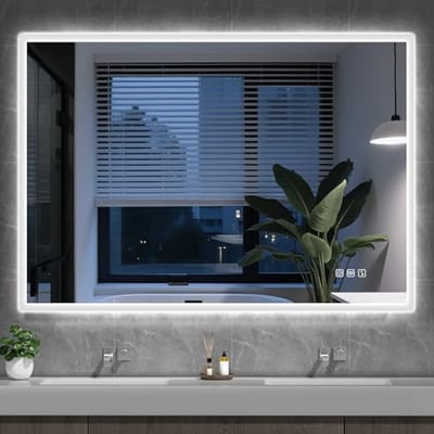 Badkamerspiegel met verlichting en bluetooth, 100 x 70 cm, IP44, 3 kleurtemperaturen, horizontaal/verticaal