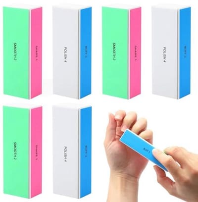Nagelvijl set van 6 voor natuurlijke nagels - Professionele polijstmachine met 4-traps polijstvijl