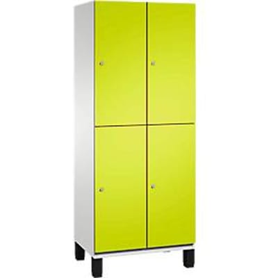 C+P Double-tier locker Cambio, 2 vakken, 4 legborden, op poten, B 800 x D 525 x H 1980 mm, lichtgrijs/kleedgroen