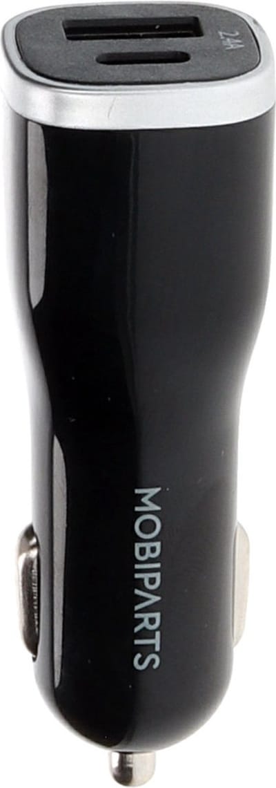 Mobiparts Car Charger Dual USB-A en USB-C 12W/2.4A - Zwart