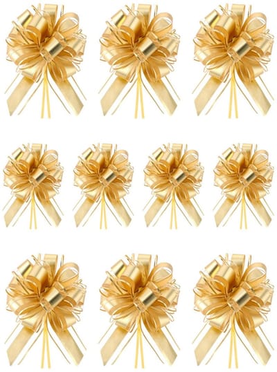 Dailygoods- Geschenkstrikken 10 Stuks - Grote Cadeaunoten - Mat Metallic - Voor Boeketten/Wijnflesdecoratie - Duurzaam - 11 cm Grootte - Cadeauversiering