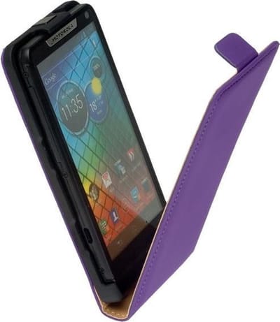 LELYCASE Lederen Flip Case Cover Hoesje Motorola Razr i XT890 Paars?