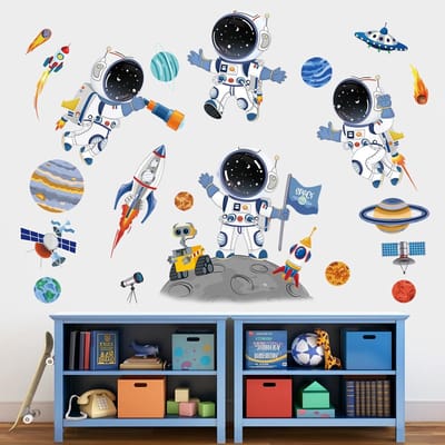 Dailygoody - Ruimte Astronaut Wandstickers - Rocket Universe - Kinderen - Waterdicht - Muurdecoratie - Buitenaards - Baby & Jongenskamer