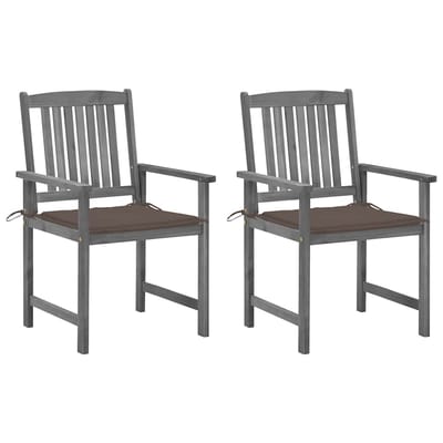 vidaXL - Tuinstoelen - 2 - st - met - kussens - massief - acaciahout - grijs