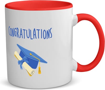 Akyol - congratulations muts en diploma koffiemok - theemok - rood - Felicitatie - iemand die is geslaagd - gefeliciteerd - examen - school - diploma gehaald - 350 ML inhoud