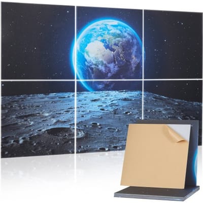 VEVOR 6-pack akoestische panelen, 1800x1200x10 mm, akoestische wandpanelen, zelfklevende decoratieve geluidsisolatie- en absorptiepanelen voor thuis, kantoor, studio, speelkamer, theater en aarde