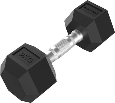 Tunturi Platinum Hexa Dumbbell - Rubber - 1x 9kg - Zwart