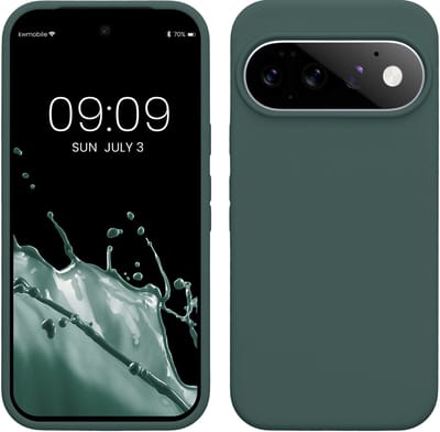 kwmobile telefoonhoesje geschikt voor Google Pixel 11 / Pixel 11 Pro - Hoesje met siliconen coating - Smartphone case in blauwgroen