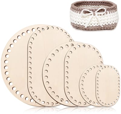 Mand bodem om te haken, 6 stuks houten bodem voor haakmand, rond, ovaal, zakbodem om te haken, 10/15/20 cm, houten haakbodem voor doe-het-zelf handtas, mand, weefbenodigdheden, kunsthandwerk