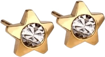 Aramat Jewels - Stalen sterren oorbellen van 7mm - Goudkleur - RVS