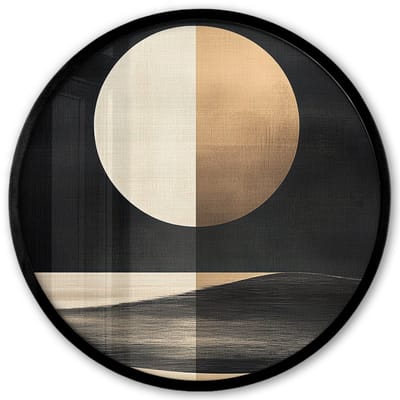 Poster in lijst Rond - Fotolijst 40x40 cm - Posters - Maan - Cirkel - Goud - Ronde posterlijst zwart - Decoratie - Wanddecoratie woonkamer - Muurdecoratie slaapkamer