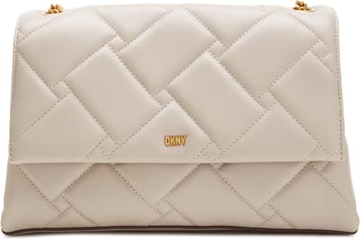 DKNY Leren Schoudertas Avondtas Willow Leather Shoulder Bag Stone Beige