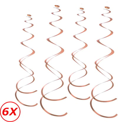 Rose Gouden Swirl Slingers Swirl Hangdecoratie Verjaardag Versiering Feest Versiering Plafond Decoratie Rose Goud - 6 Stuks